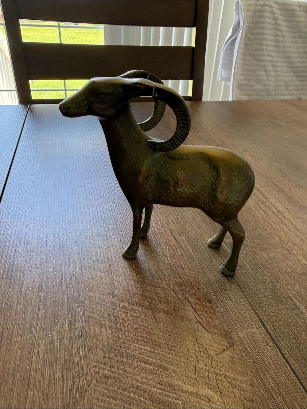 Brass Ram Figurine - Olive Green Home Accent